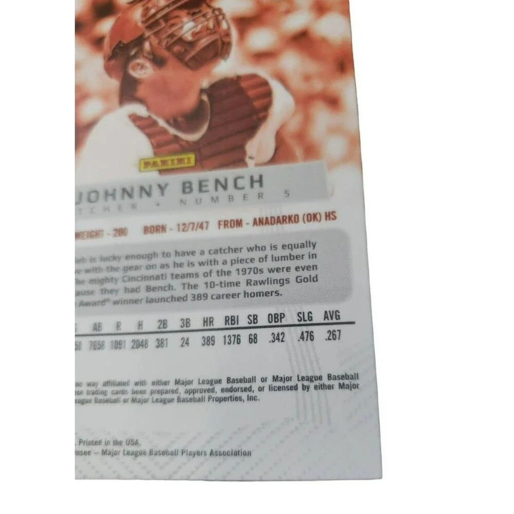 VTG 2012 Panini Prizm JOHNNY BENCH Silver NBA Basketball Card 141 CINCINNATI RED